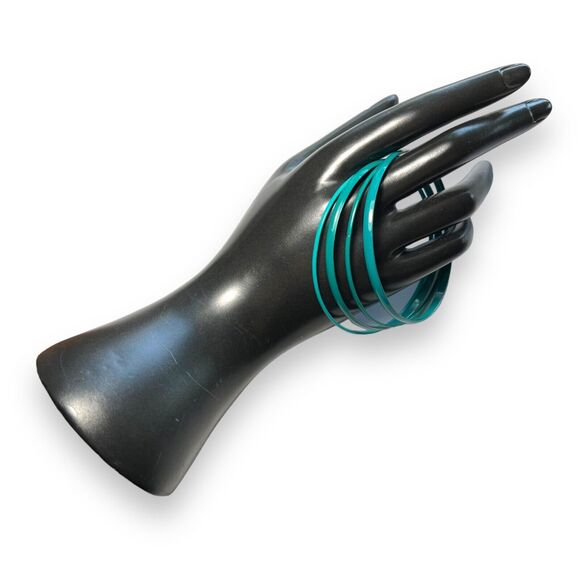 Womens Set of 4 Metal Fashion Statement Bracelet Bangles Teal Turquoise - Picture 1 of 5